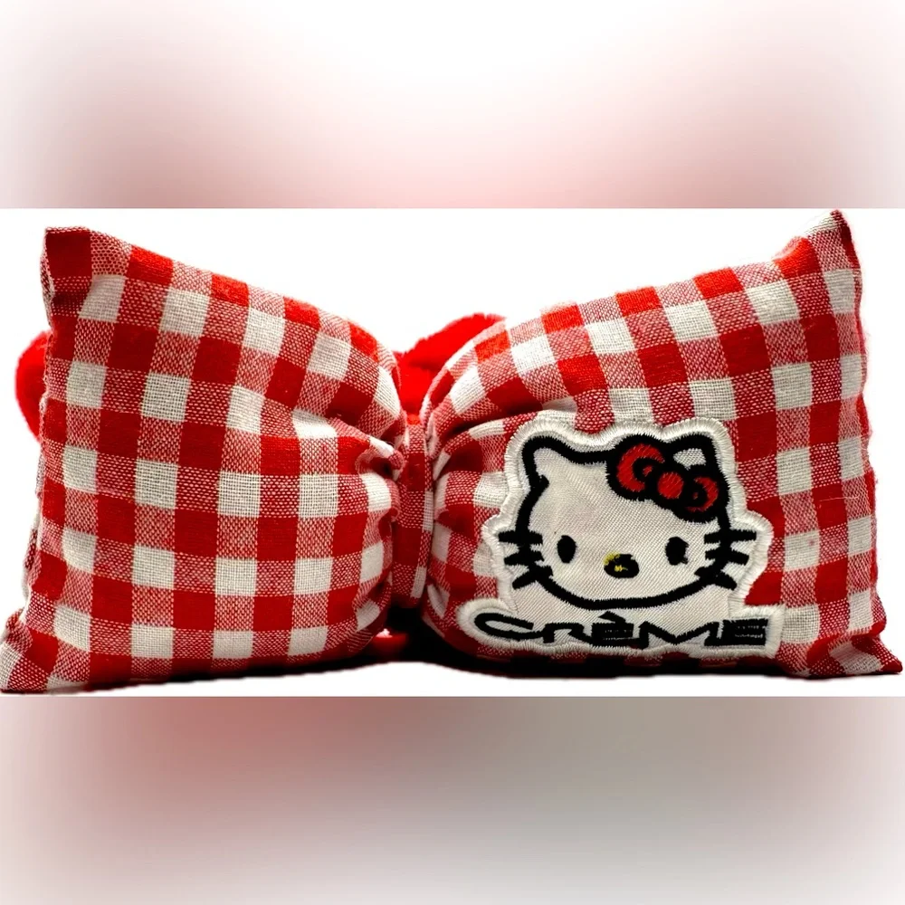 HELLO KITTY PLUSH SPA HEADBAND - RED & WHITE GINGHAM Great Condition, Very Cute.